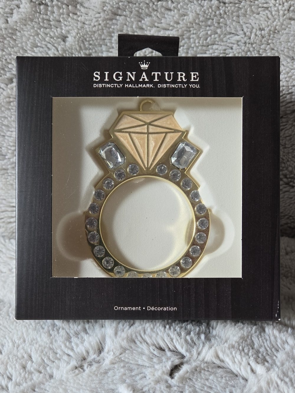 Signature Gold Ring Ornament with Clear Gem Accents